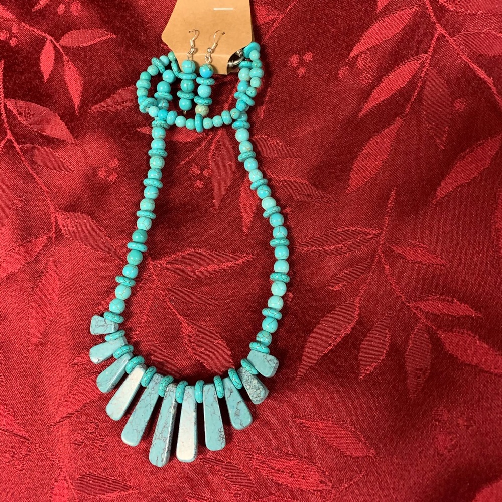 Handcrafted 3Pc Turquoise Jewelry set.